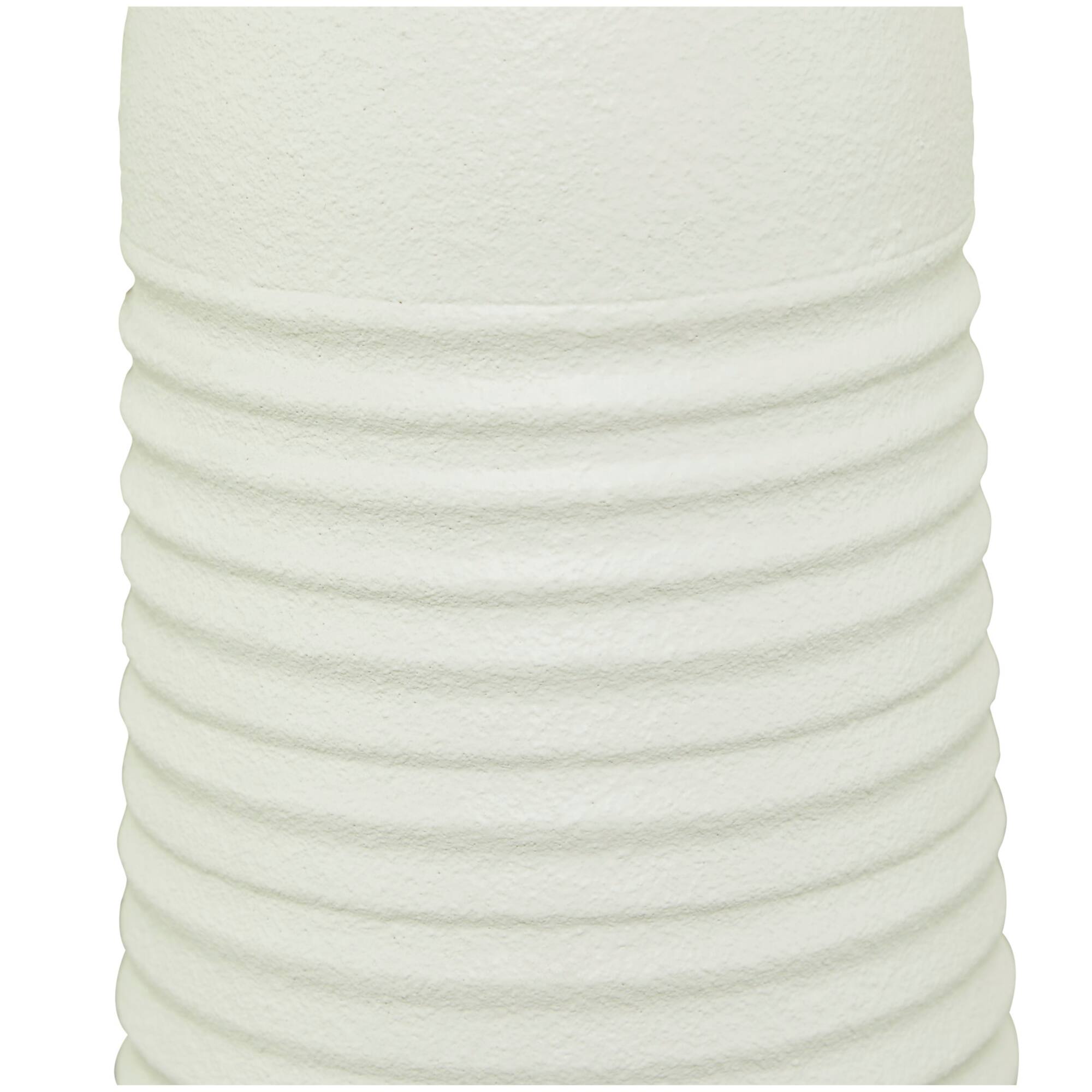 White Metal Grooved Vase 8" x 8" x 36"